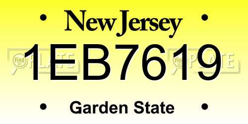 1EB7619 New Jersey License Plate