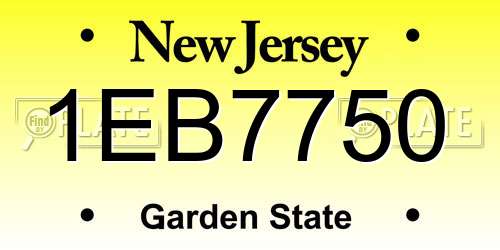 1EB7750 New Jersey License Plate