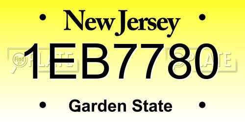 1EB7780 New Jersey License Plate