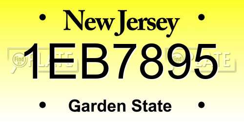 1EB7895 New Jersey License Plate