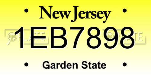 1EB7898 New Jersey License Plate