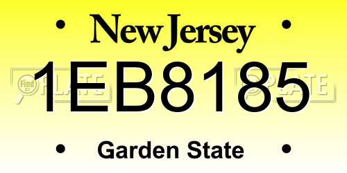 1EB8185 New Jersey License Plate