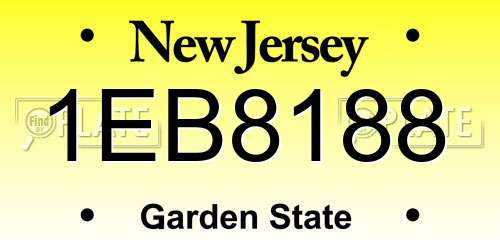1EB8188 New Jersey License Plate