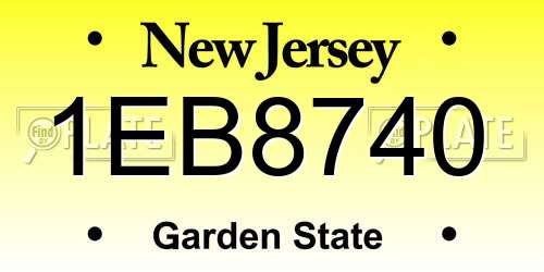 1EB8740 New Jersey License Plate