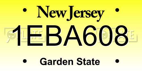 1EBA608 New Jersey License Plate