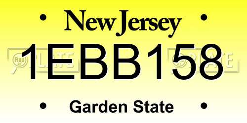 1EBB158 New Jersey License Plate