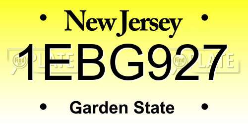 1EBG927 New Jersey License Plate