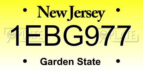 1EBG977 New Jersey License Plate
