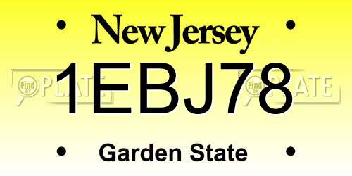 1EBJ78 New Jersey License Plate