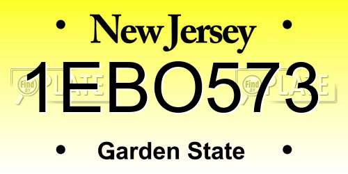 1EBO573 New Jersey License Plate