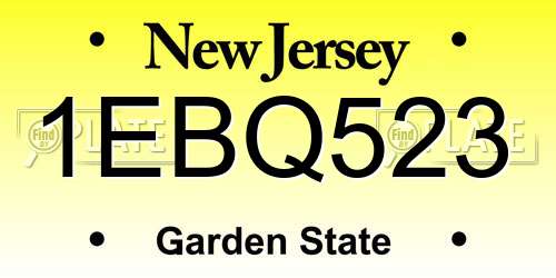 1EBQ523 New Jersey License Plate