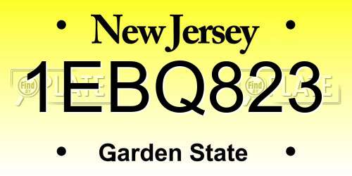 1EBQ823 New Jersey License Plate
