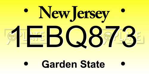 1EBQ873 New Jersey License Plate
