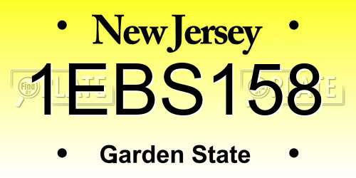 1EBS158 New Jersey License Plate