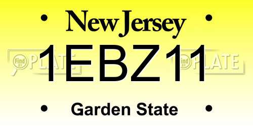 1EBZ11 New Jersey License Plate