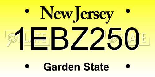 1EBZ250 New Jersey License Plate
