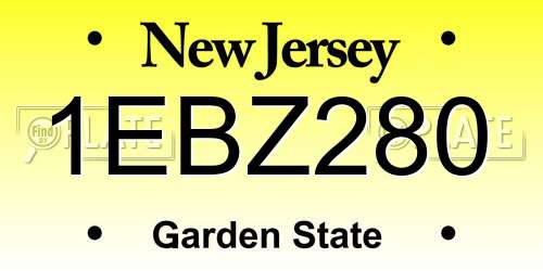 1EBZ280 New Jersey License Plate
