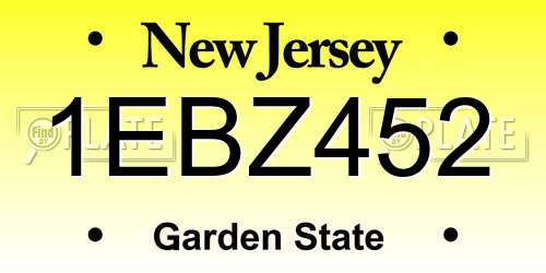 1EBZ452 New Jersey License Plate
