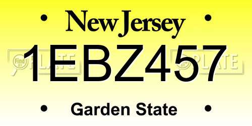 1EBZ457 New Jersey License Plate