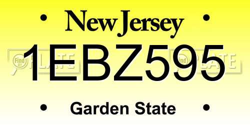 1EBZ595 New Jersey License Plate