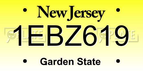 1EBZ619 New Jersey License Plate