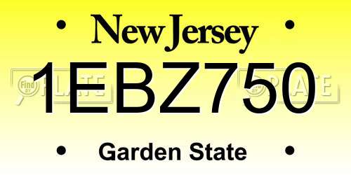 1EBZ750 New Jersey License Plate