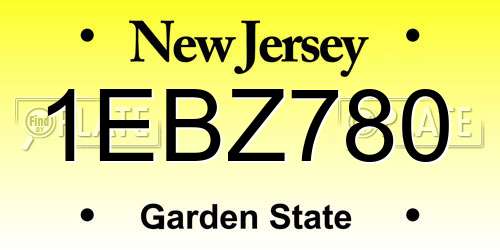 1EBZ780 New Jersey License Plate