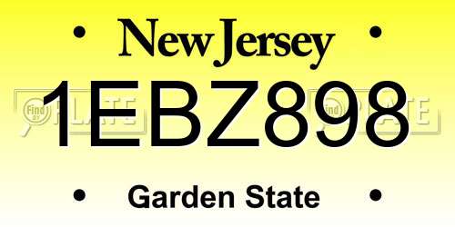 1EBZ898 New Jersey License Plate