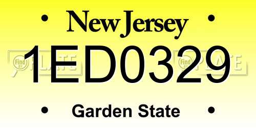 1ED0329 New Jersey License Plate