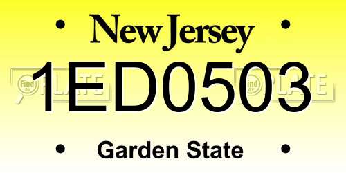 1ED0503 New Jersey License Plate