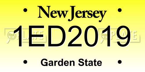 1ED2019 New Jersey License Plate