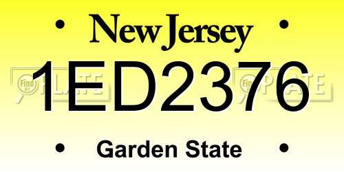 1ED2376 New Jersey License Plate