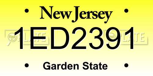 1ED2391 New Jersey License Plate