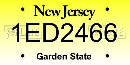 1ED2466 New Jersey License Plate