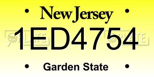 1ED4754 New Jersey License Plate
