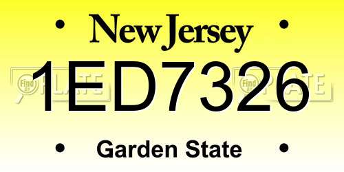 1ED7326 New Jersey License Plate