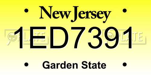 1ED7391 New Jersey License Plate
