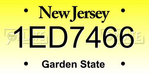 1ED7466 New Jersey License Plate