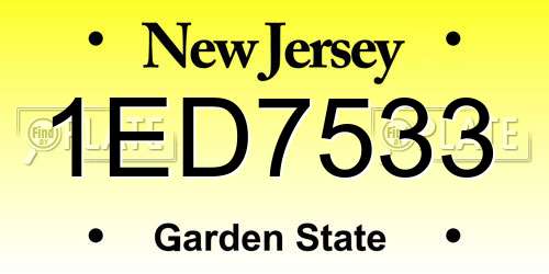 1ED7533 New Jersey License Plate