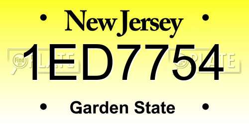 1ED7754 New Jersey License Plate