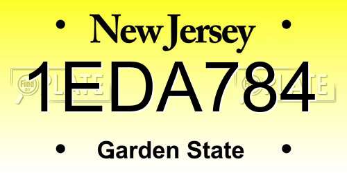 1EDA784 New Jersey License Plate