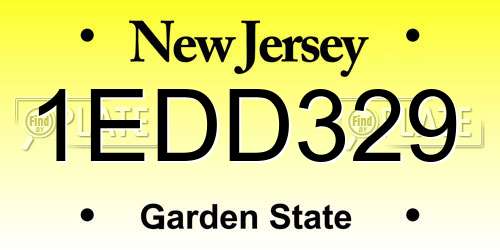 1EDD329 New Jersey License Plate