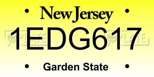 1EDG617 New Jersey License Plate