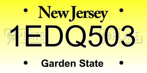 1EDQ503 New Jersey License Plate
