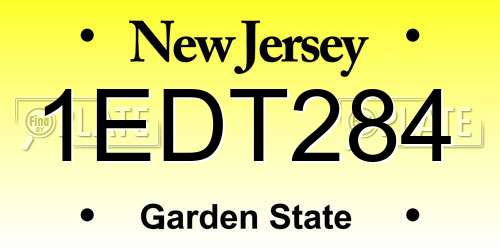 1EDT284 New Jersey License Plate