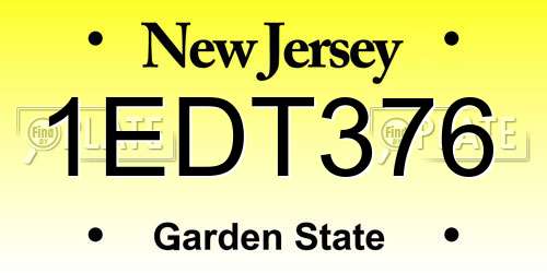 1EDT376 New Jersey License Plate