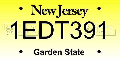 1EDT391 New Jersey License Plate