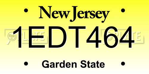 1EDT464 New Jersey License Plate