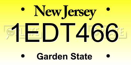 1EDT466 New Jersey License Plate
