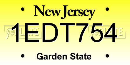 1EDT754 New Jersey License Plate